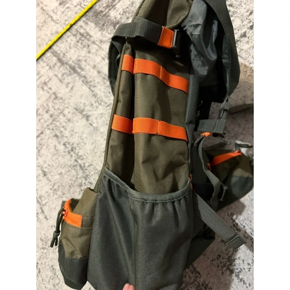 NWOT Hunting Backpack Roll Top Olive Green Orange Tactical Hiking Pack